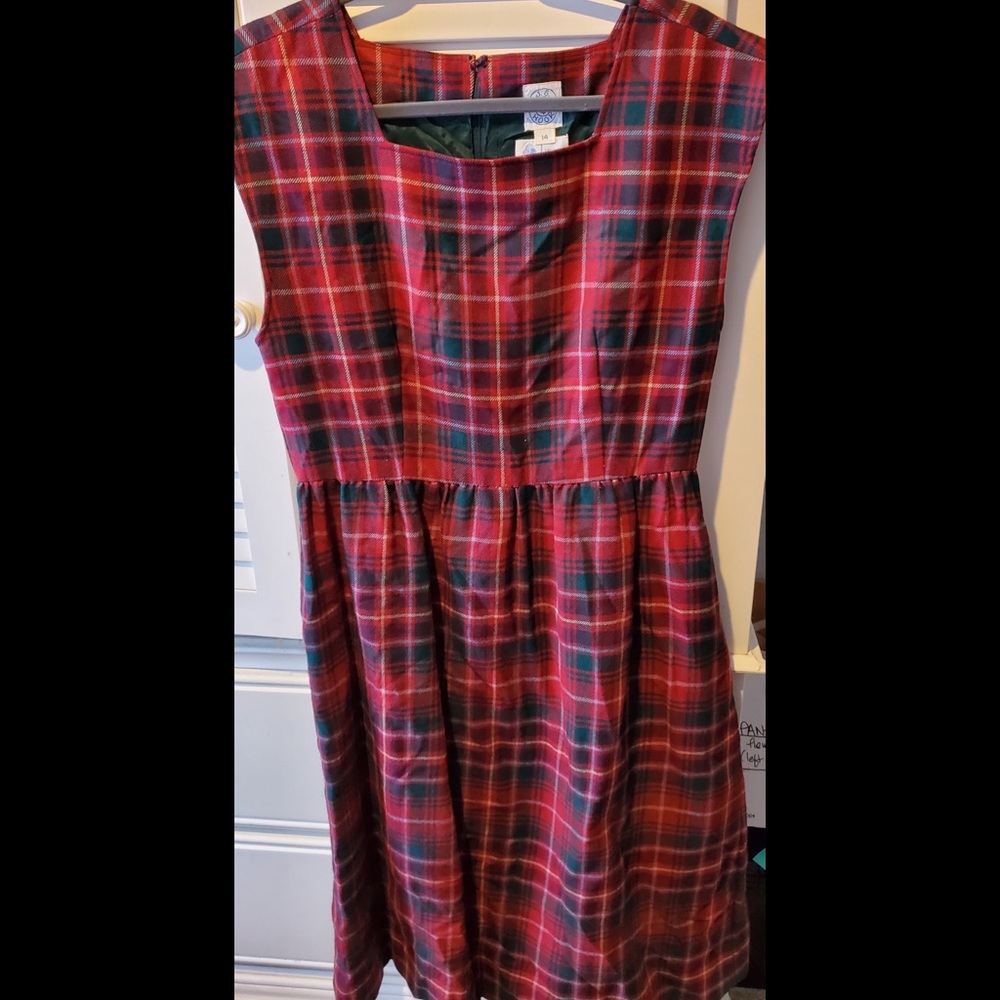 J.G. Hook 🪝red plaid 100% wool dress 14